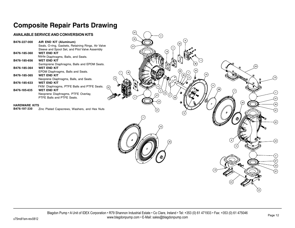 Composite repair parts drawing | Blagdon Pump B75 Metallic User Manual | Page 14 / 25