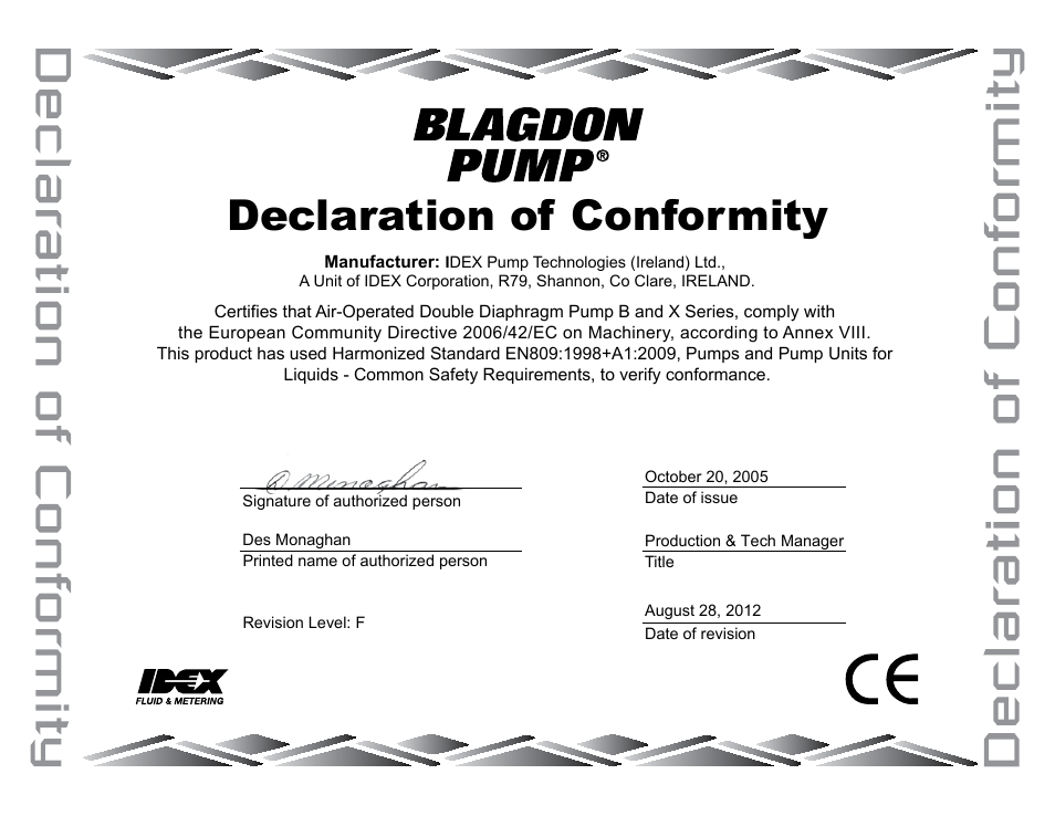 Declaration of conformity | Blagdon Pump B75 Metallic User Manual | Page 24 / 25