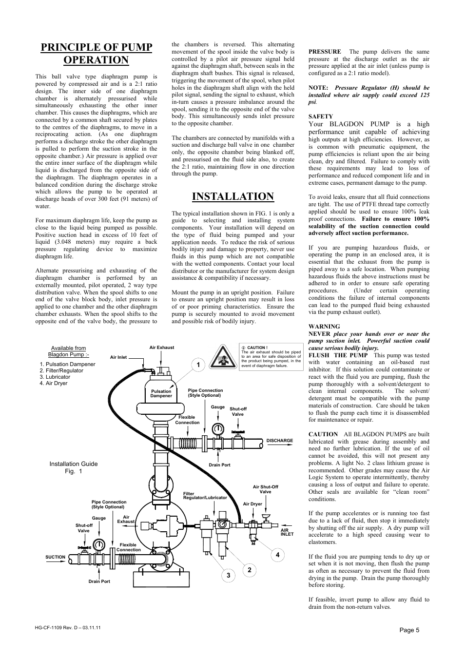 Principle of pump operation, Installation | Blagdon Pump B50 W1 User Manual | Page 5 / 10