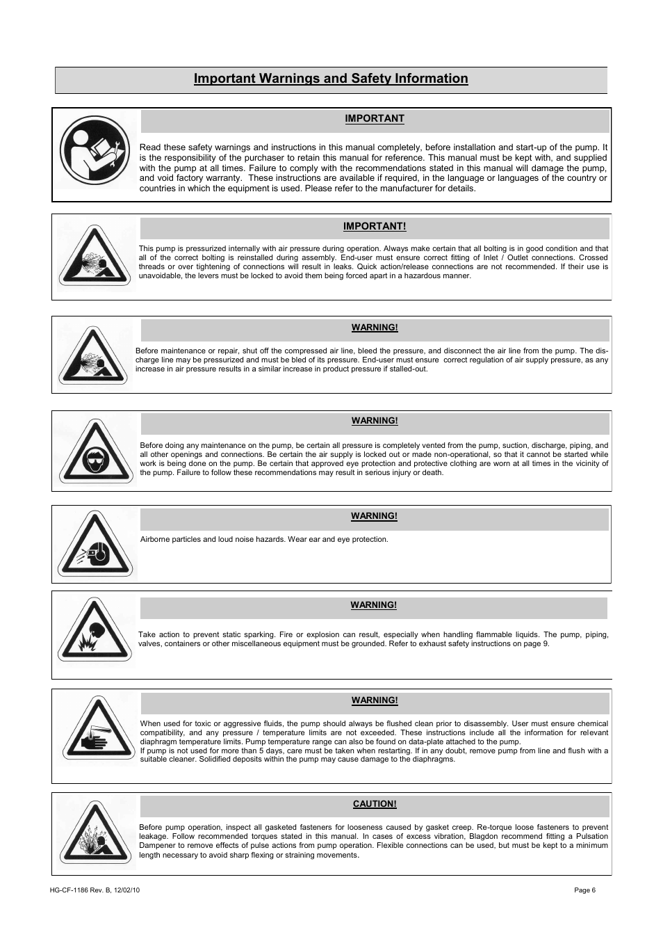Important warnings and safety information | Blagdon Pump X25 FDA User Manual | Page 6 / 12