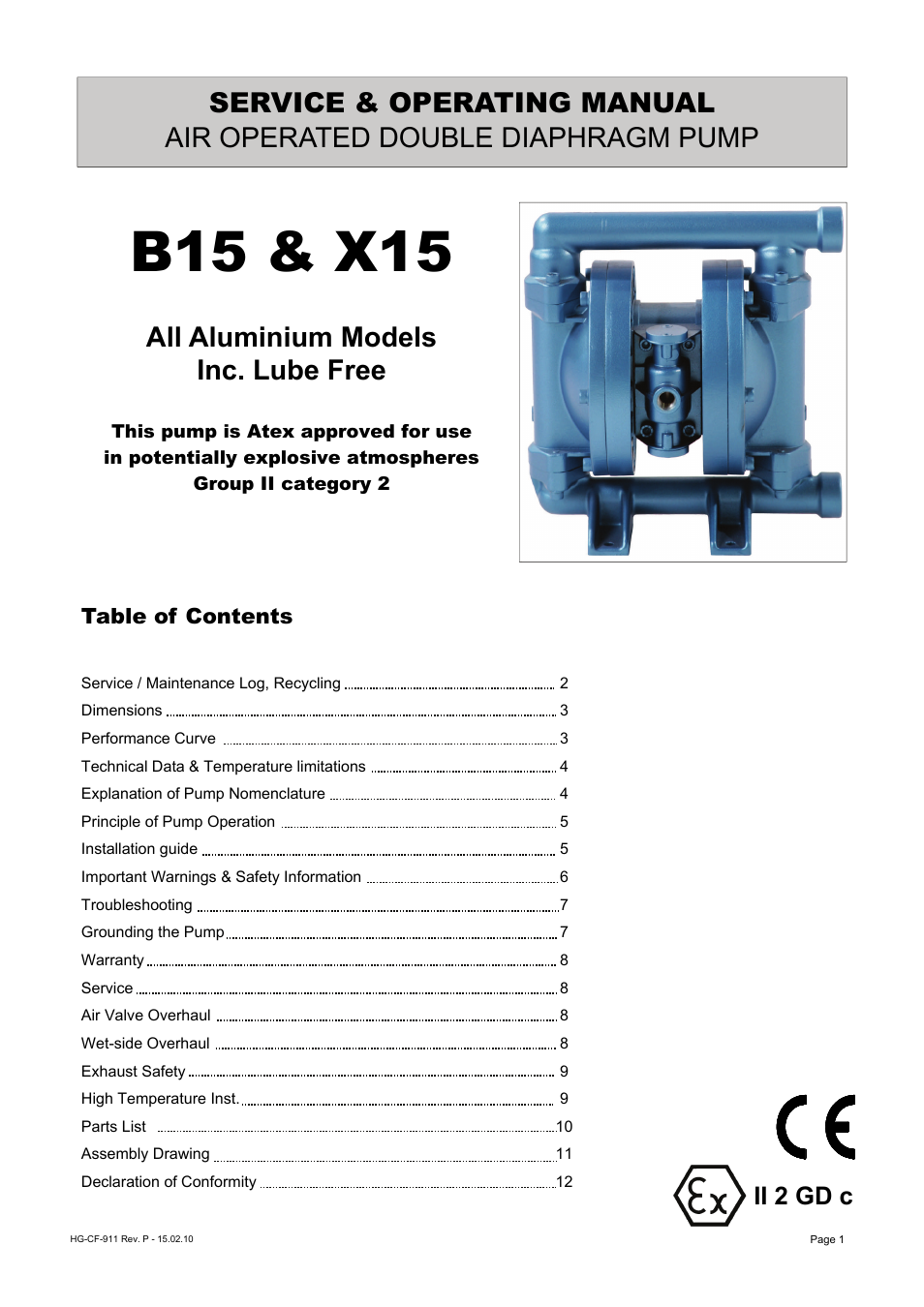 Blagdon Pump X15AA All Aluminium User Manual | 12 pages