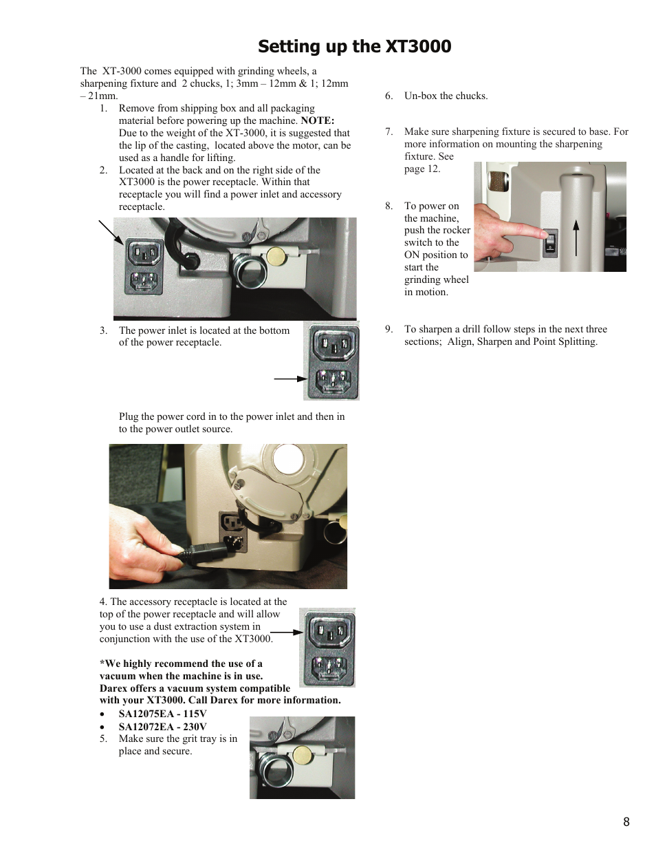 Setting up the xt3000 | Darex XT-3000A User Manual | Page 10 / 90