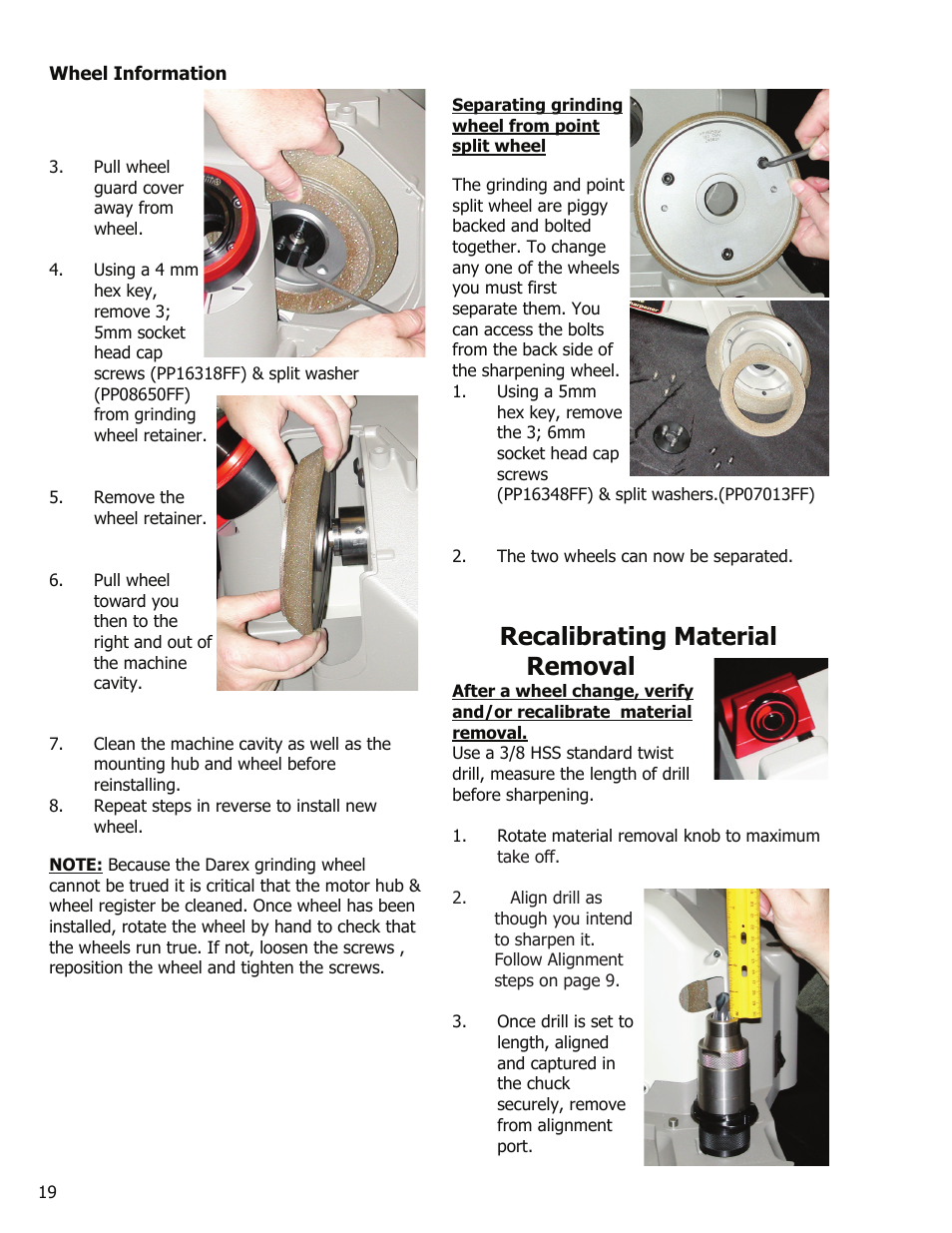 Recalibrating material removal | Darex XT-3000A User Manual | Page 21 / 90