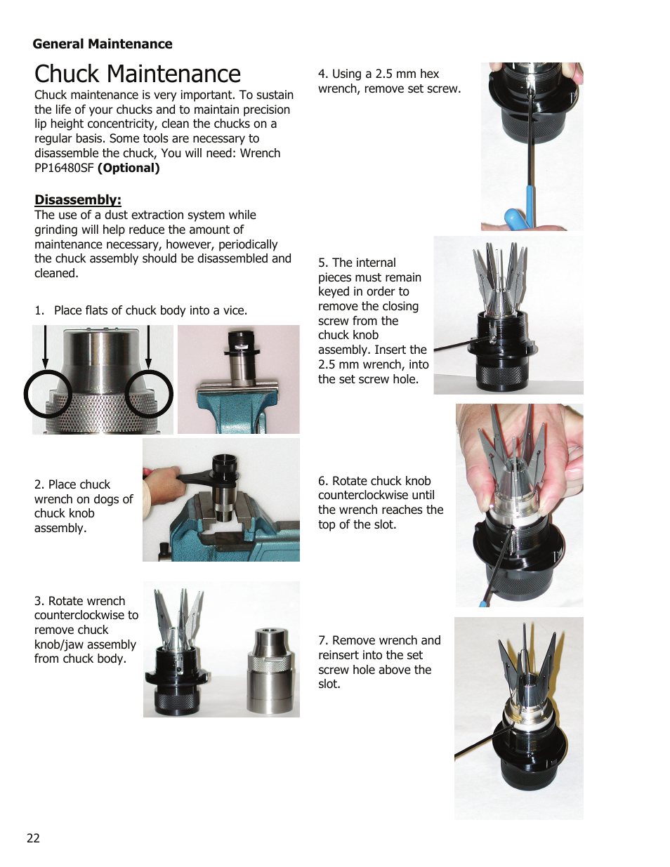 Chuck maintenance | Darex XT-3000A User Manual | Page 24 / 90