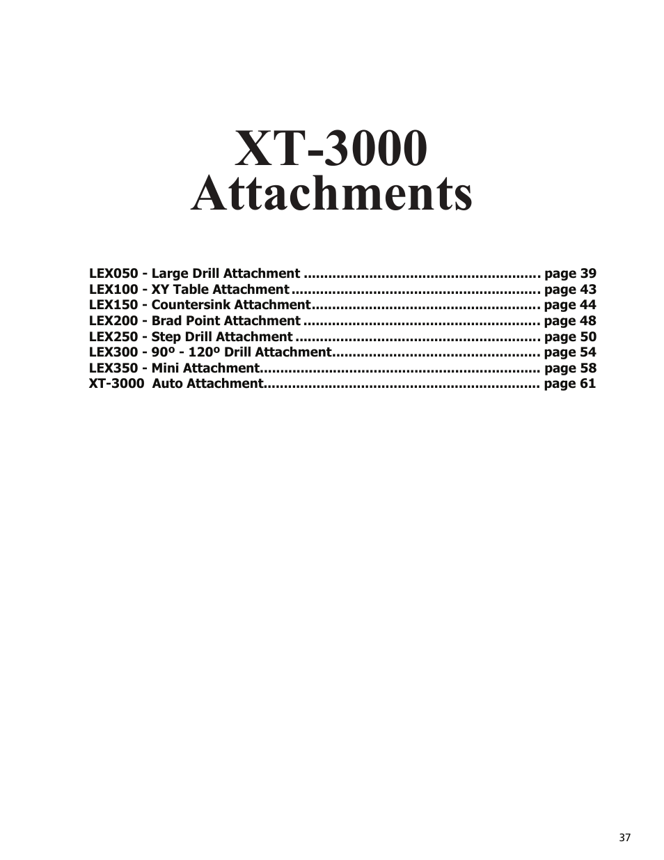Xt-3000 attachments | Darex XT-3000A User Manual | Page 39 / 90