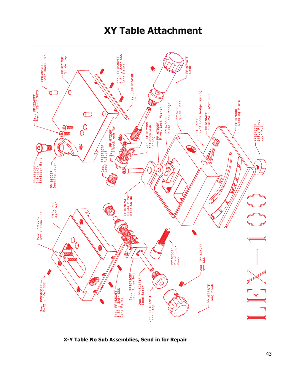 Xy table attachment | Darex XT-3000A User Manual | Page 45 / 90