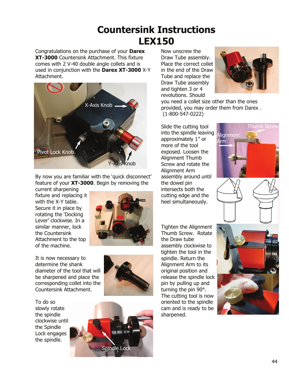 Countersink instructions lex150 | Darex XT-3000A User Manual | Page 46 / 90