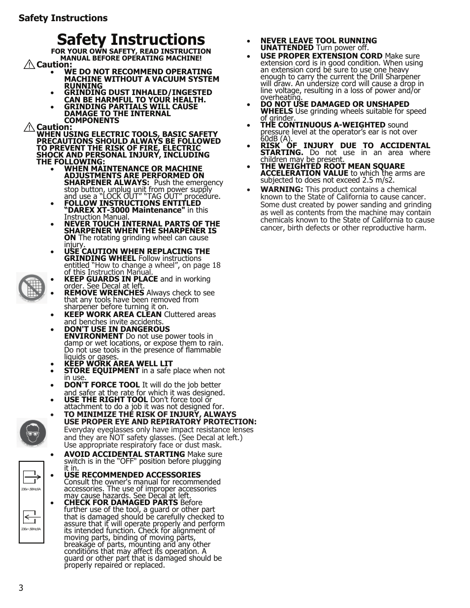 Safety instructions | Darex XT-3000A User Manual | Page 5 / 90