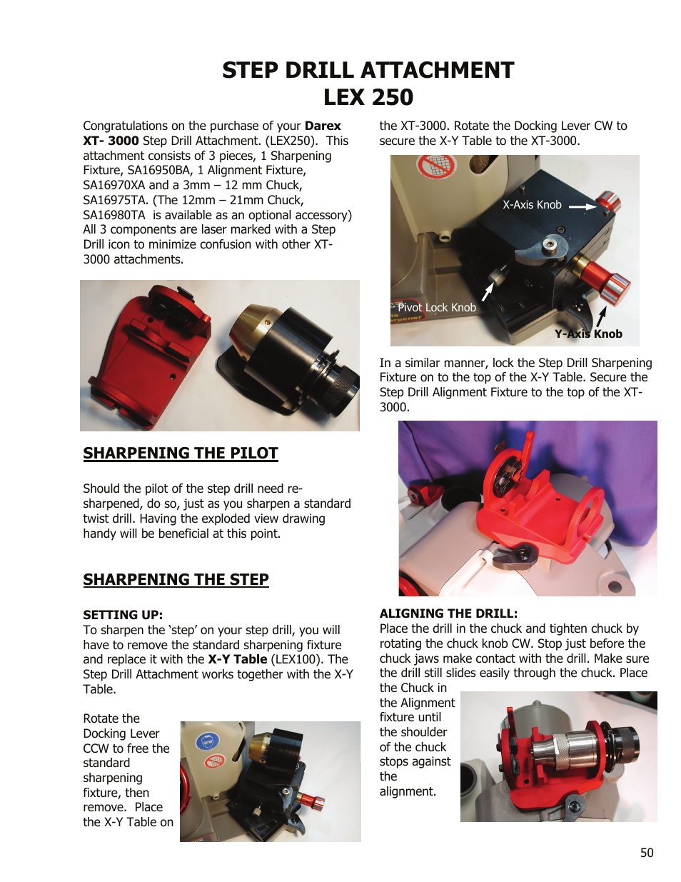 Step drill attachment lex 250 | Darex XT-3000A User Manual | Page 52 / 90