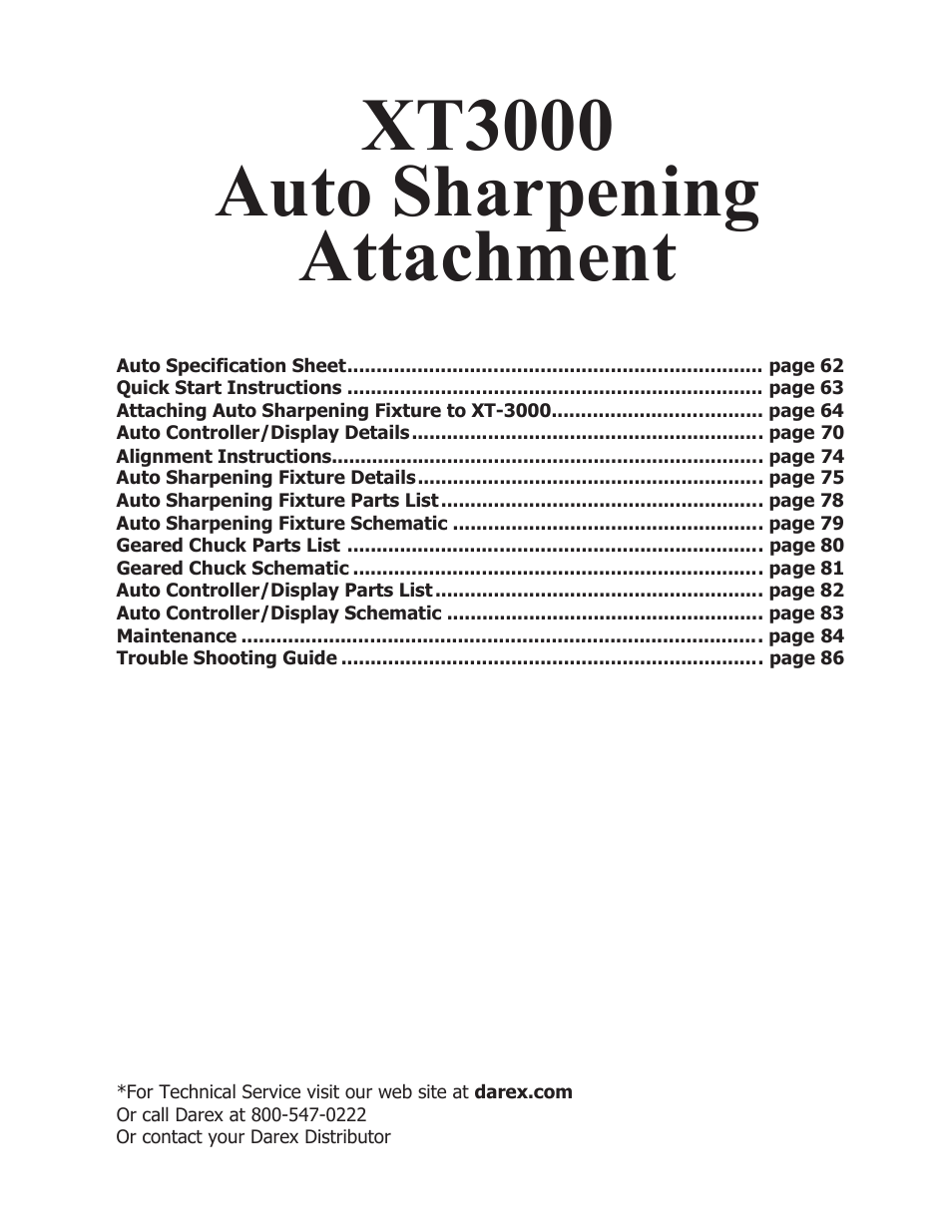 Xt3000 auto sharpening attachment | Darex XT-3000A User Manual | Page 63 / 90