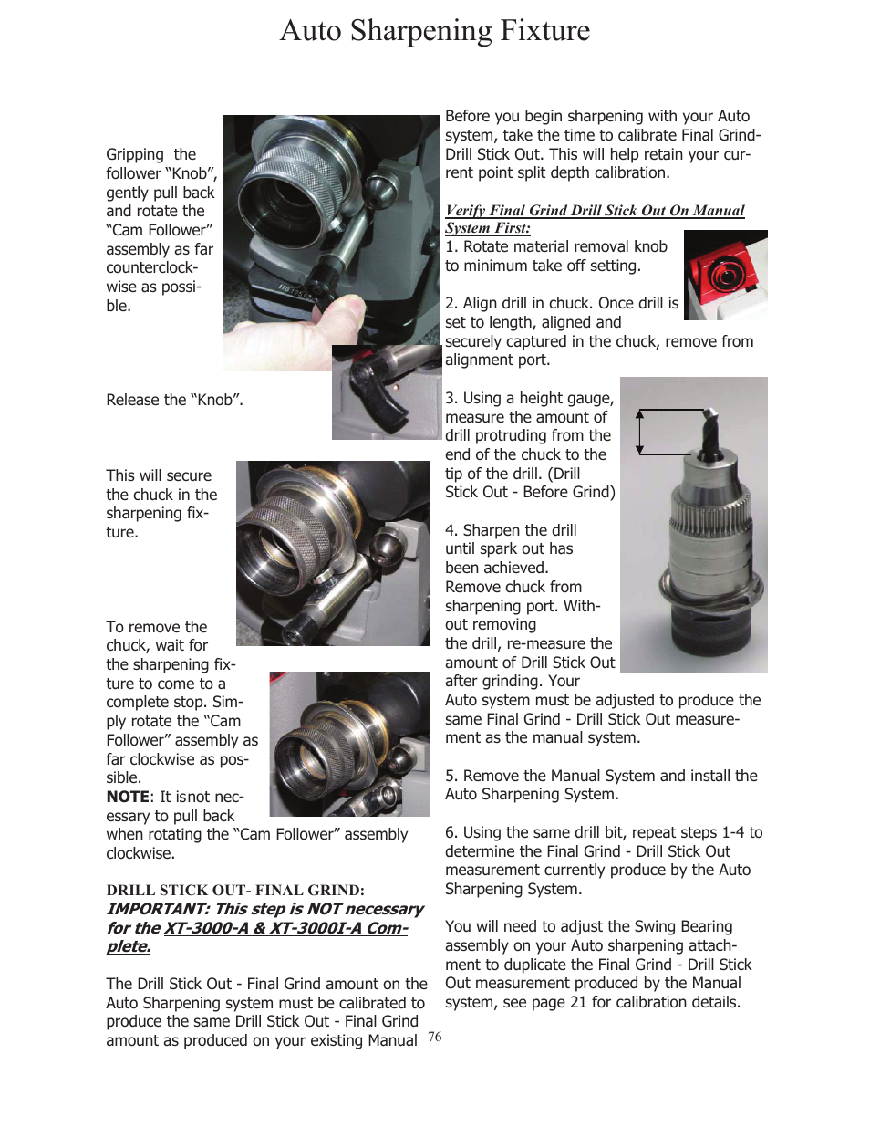 Auto sharpening fixture | Darex XT-3000A User Manual | Page 78 / 90