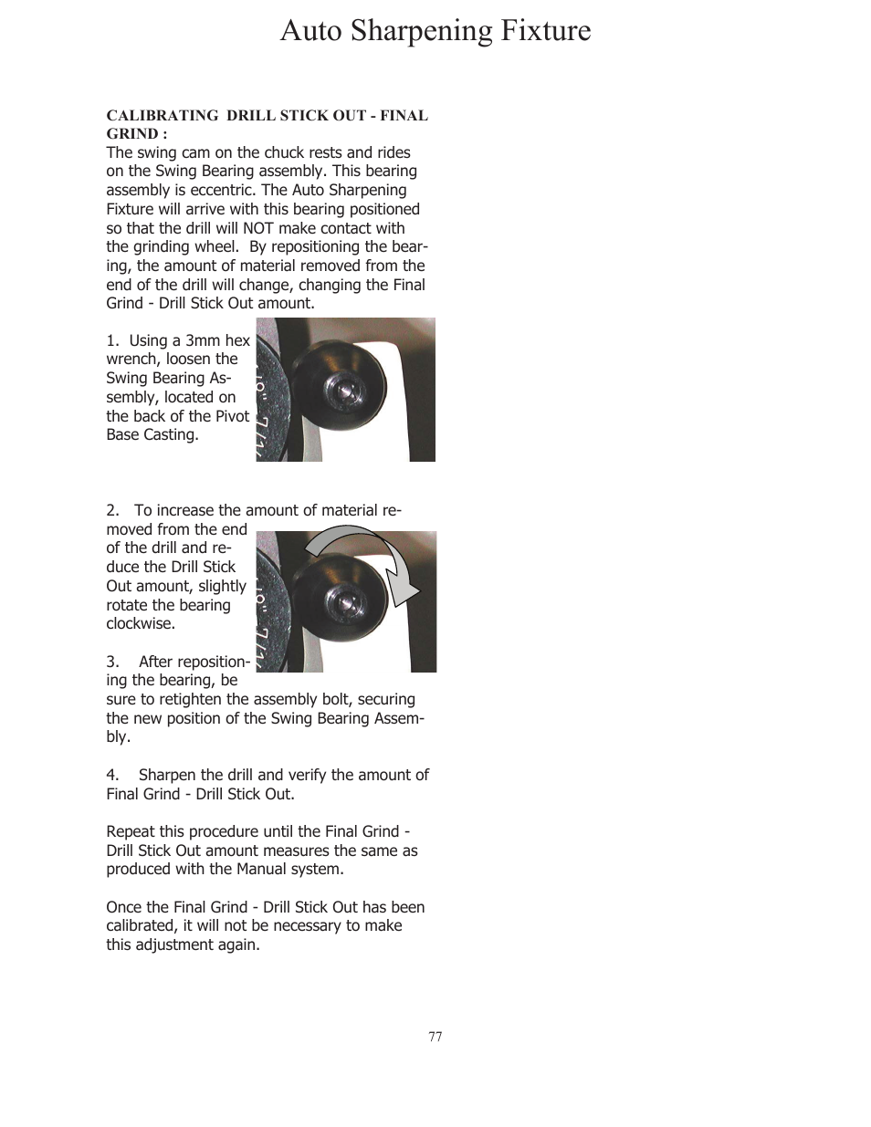 Auto sharpening fixture | Darex XT-3000A User Manual | Page 79 / 90