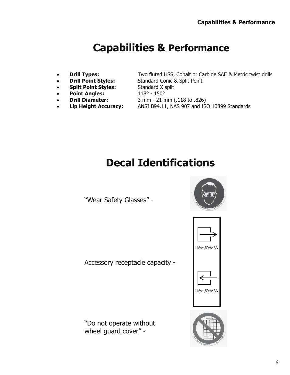 Capabilities, Decal identifications, Performance | Darex XT-3000A User Manual | Page 8 / 90