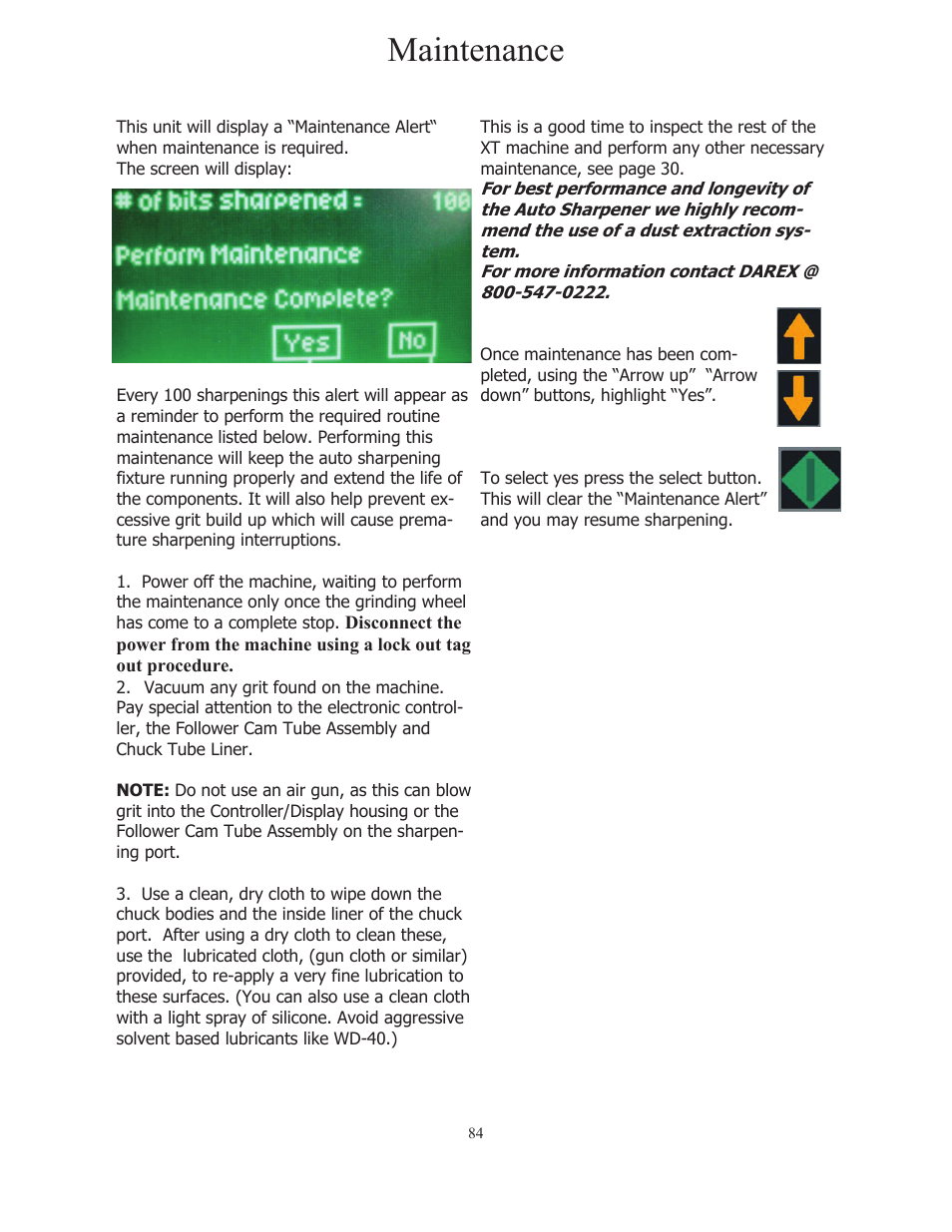 Maintenance | Darex XT-3000A User Manual | Page 86 / 90