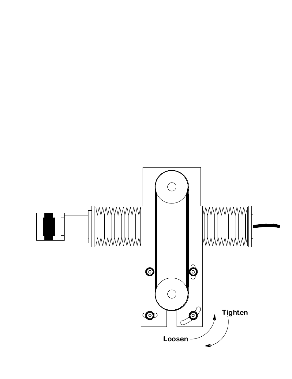 Removing and replacing grind motor belt, Tighten loosen | Darex XPS-16 Operating Instructions User Manual | Page 121 / 128
