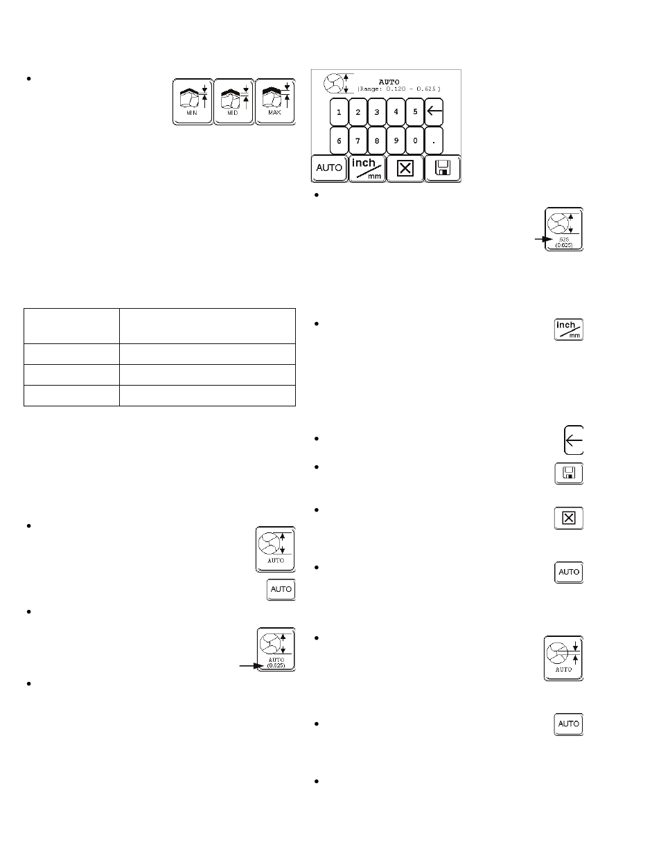 Material removal selector, Diameter screen selector, Web thickness screen selector | Touch screen details | Darex XPS-16 Operating Instructions User Manual | Page 20 / 128