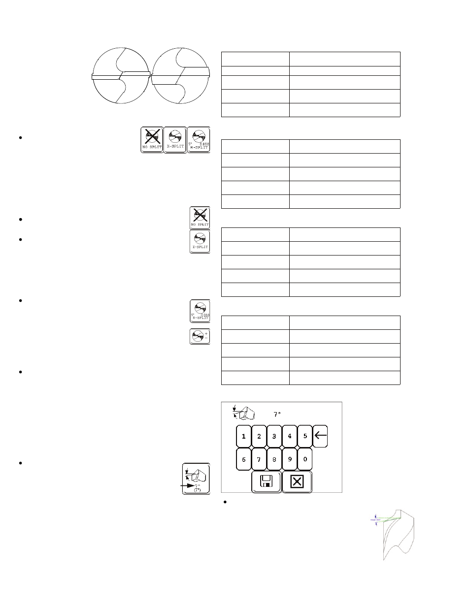 Split point selector, Relief screen selector, Touch screen details | Darex XPS-16 Operating Instructions User Manual | Page 22 / 128