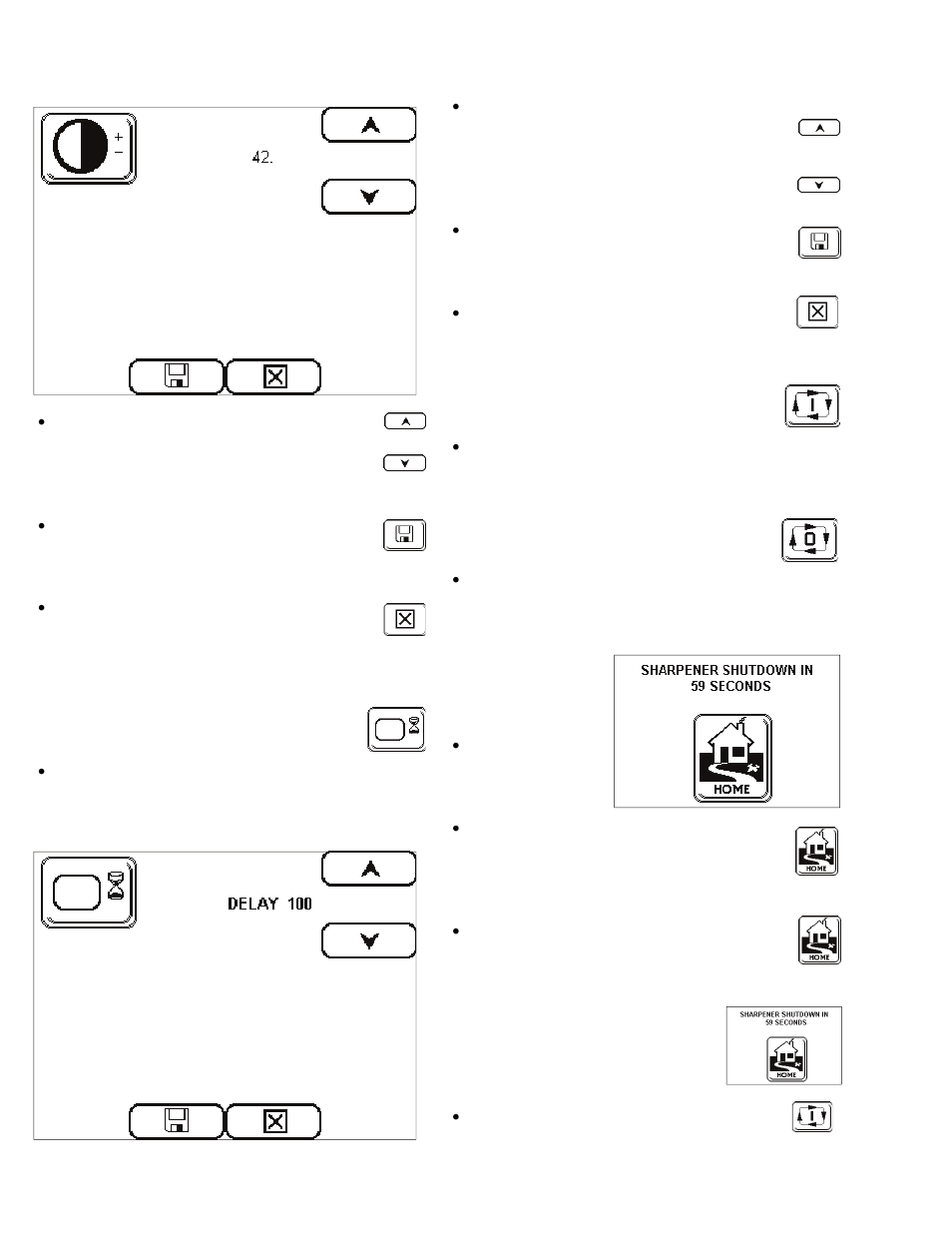 Touch key delay screen selector, Cycle start, Cycle stop | Touch screen details | Darex XPS-16 Operating Instructions User Manual | Page 32 / 128