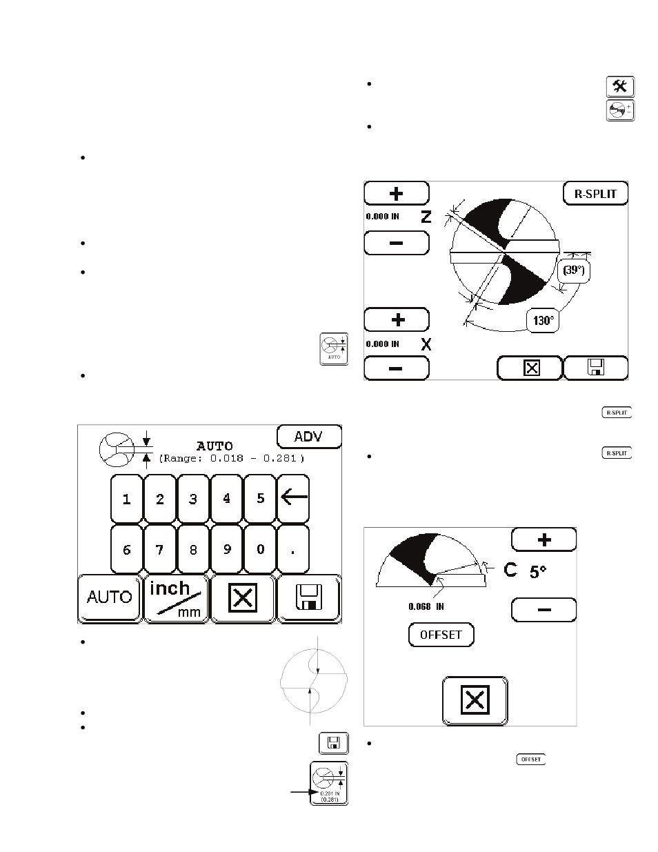 Why & how to offset the radius split, Radius spilt offset screen | Darex XPS-16 Operating Instructions User Manual | Page 35 / 128