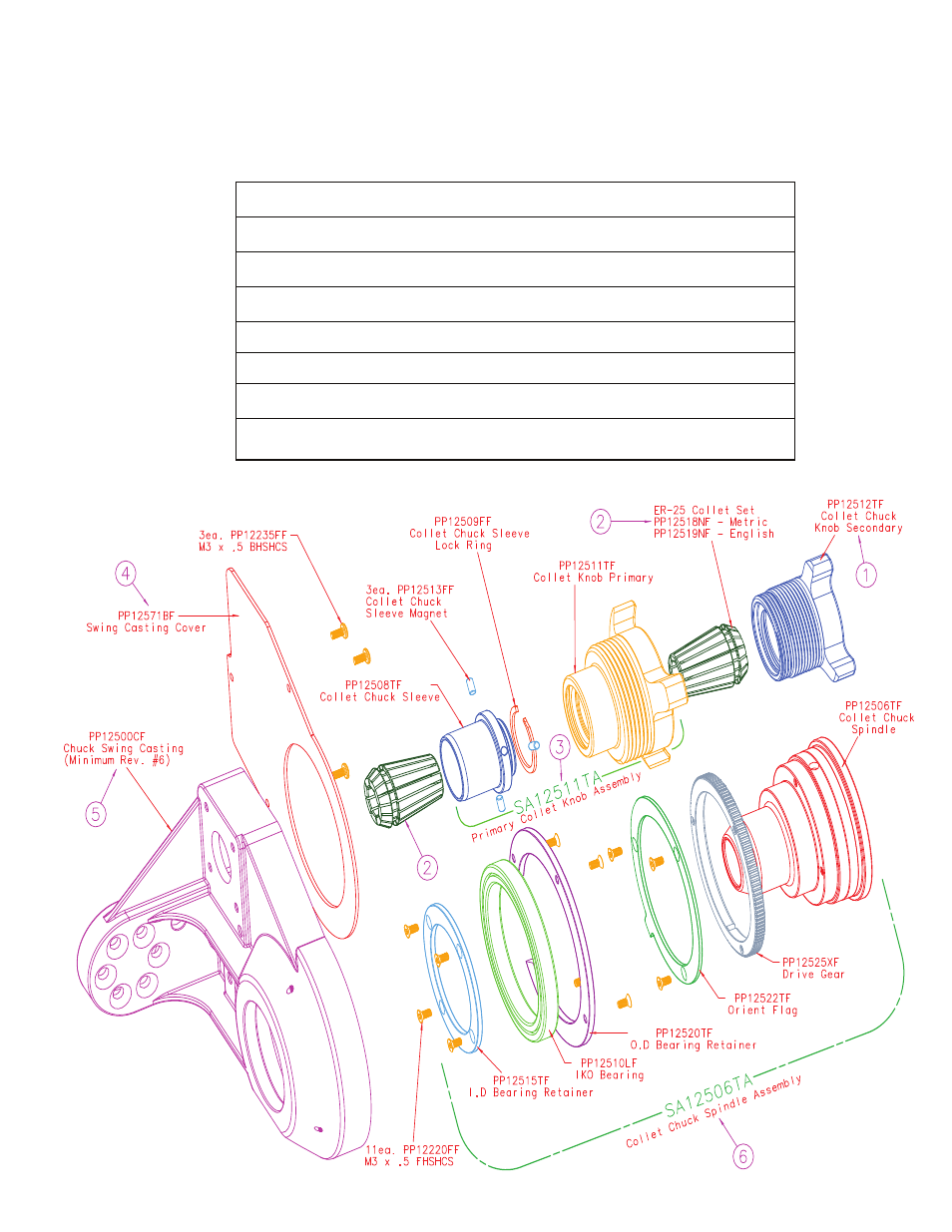 Cnc-xps-16cc - collet chuck parts diagram | Darex XPS-16 Operating Instructions User Manual | Page 49 / 128