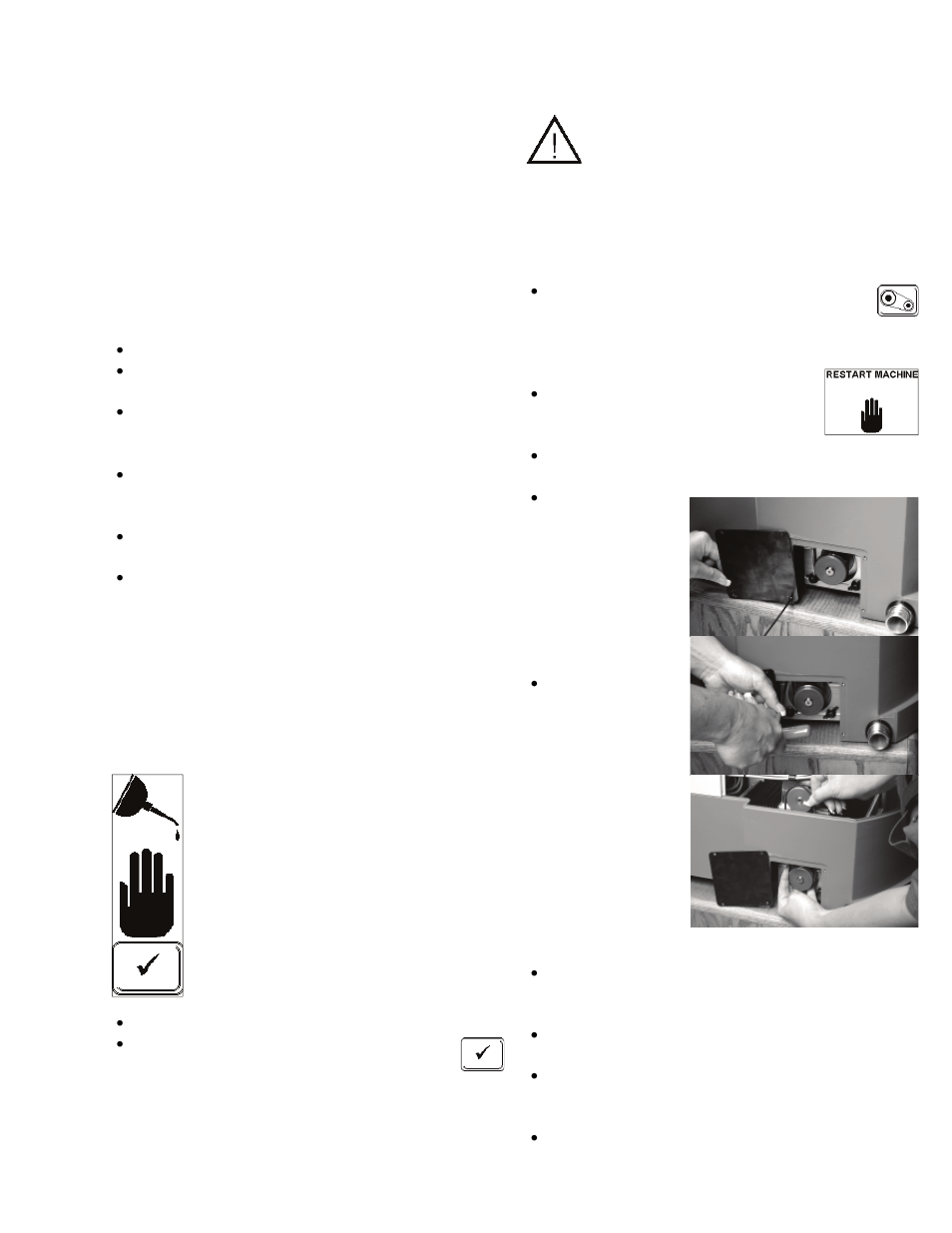 General maintenance, Vacuum system, Lube cycle | Grinding motor belt change | Darex XPS-16 Operating Instructions User Manual | Page 79 / 128