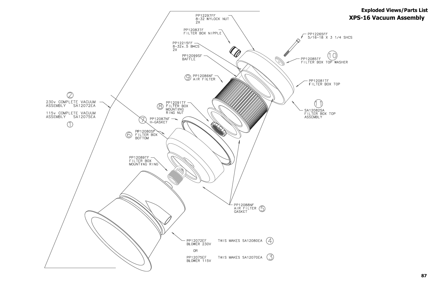 Xps-16 vacuum assembly | Darex XPS-16 Operating Instructions User Manual | Page 87 / 128