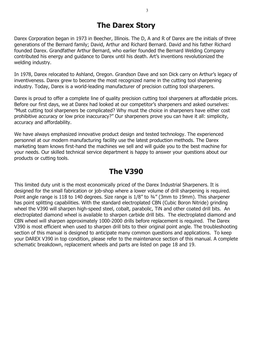 The darex story, The v390 | Darex V-390 User Manual | Page 3 / 20