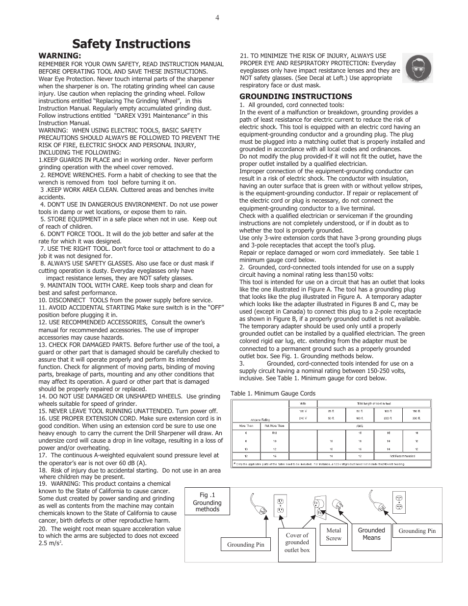 Safety instructions | Darex V-390 User Manual | Page 4 / 20