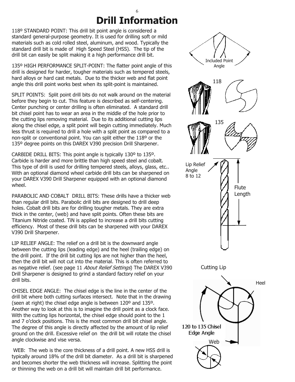 Drill information | Darex V-390 User Manual | Page 6 / 20
