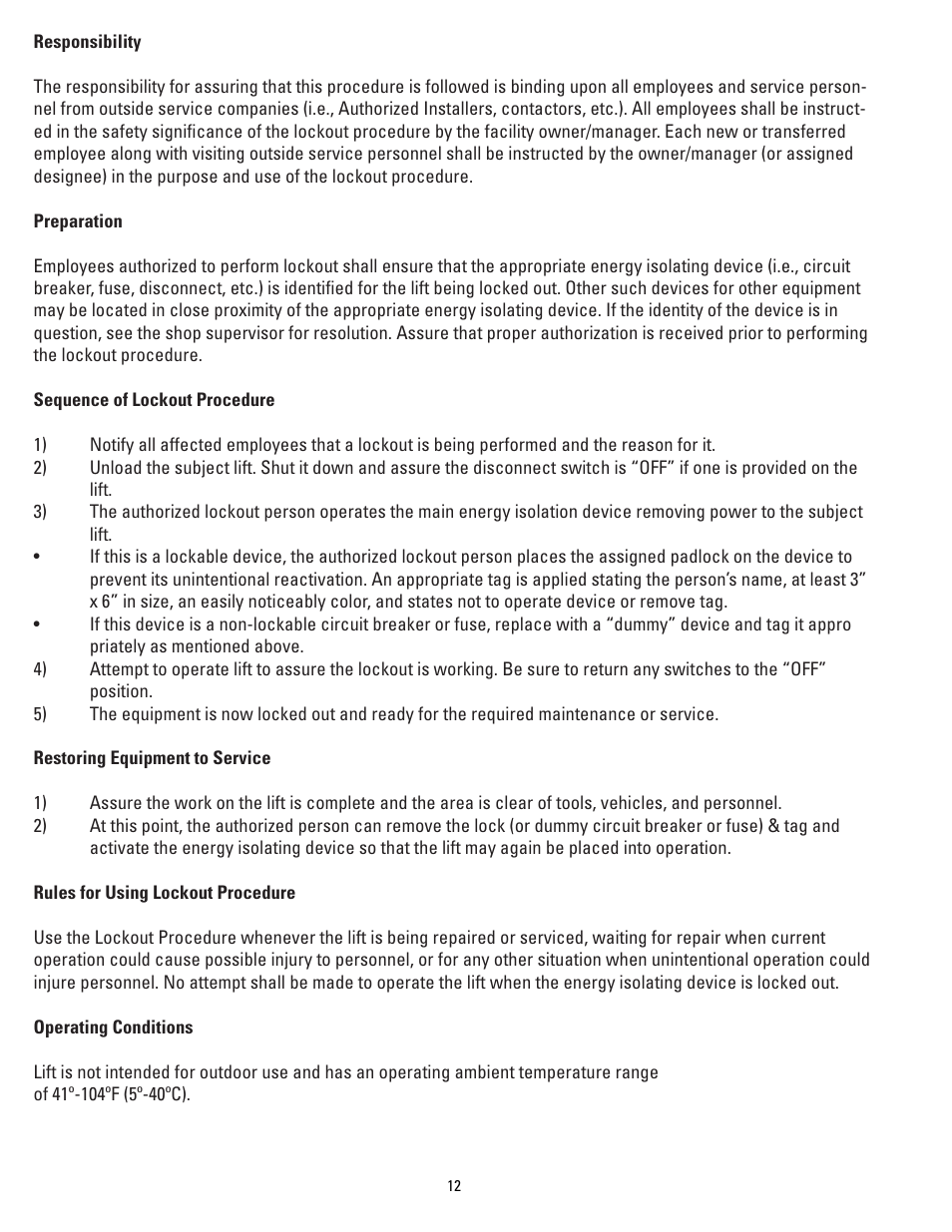 Direct Lift PP8S User Manual | Page 12 / 36