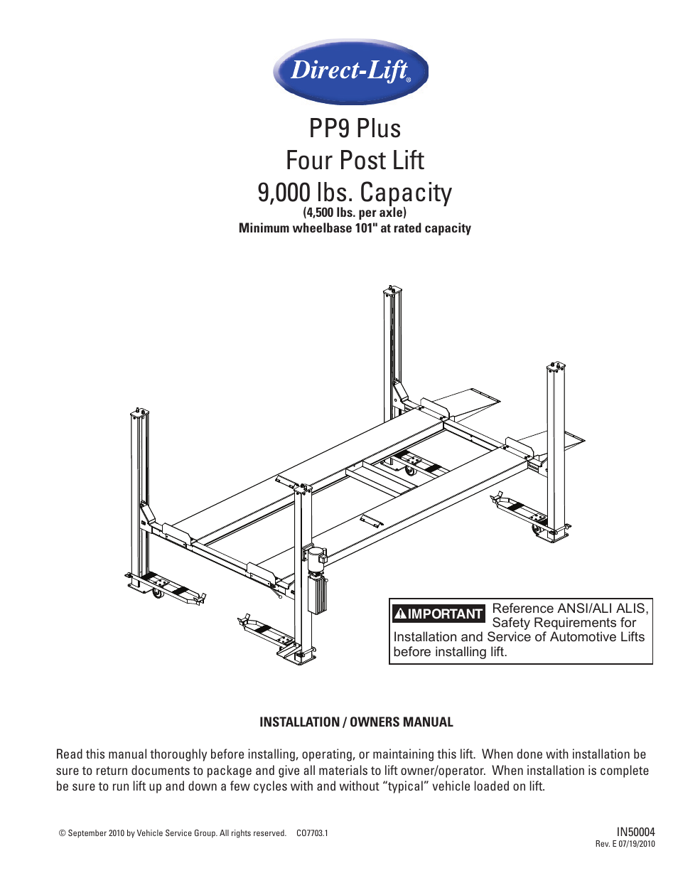 Direct Lift PP9 Plus User Manual | 36 pages