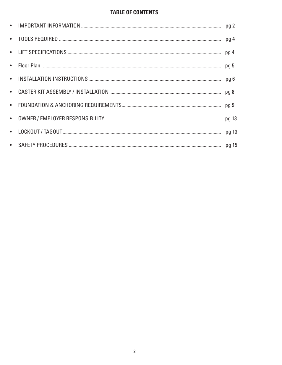 Direct Lift PP9 Plus User Manual | Page 2 / 36