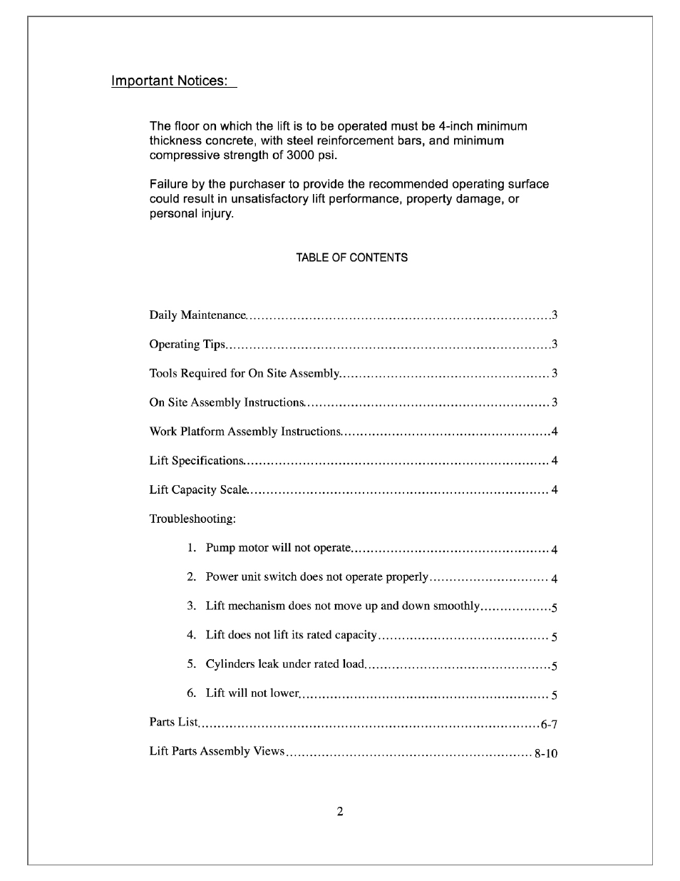 Direct Lift PRO-6MR User Manual | Page 2 / 13