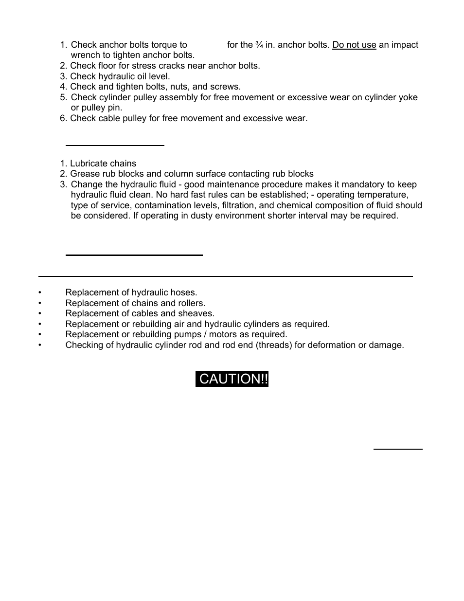Caution | Direct Lift HR8000 User Manual | Page 21 / 32