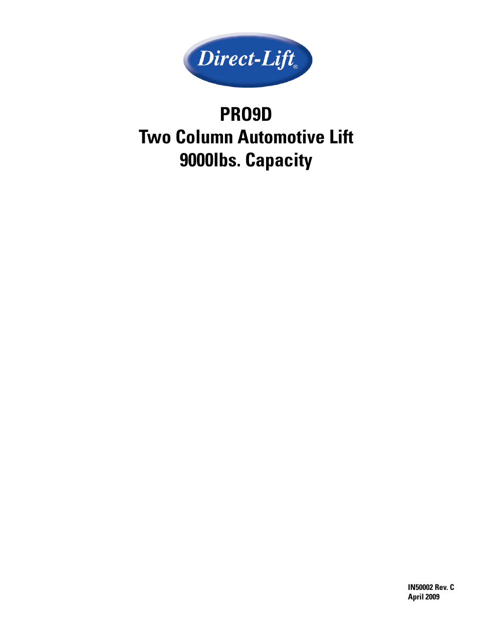 Direct Lift PRO9D User Manual | 29 pages