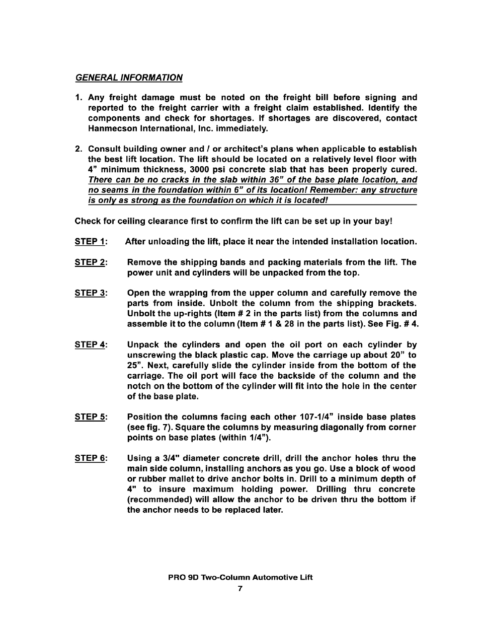 Direct Lift PRO9D User Manual | Page 8 / 29