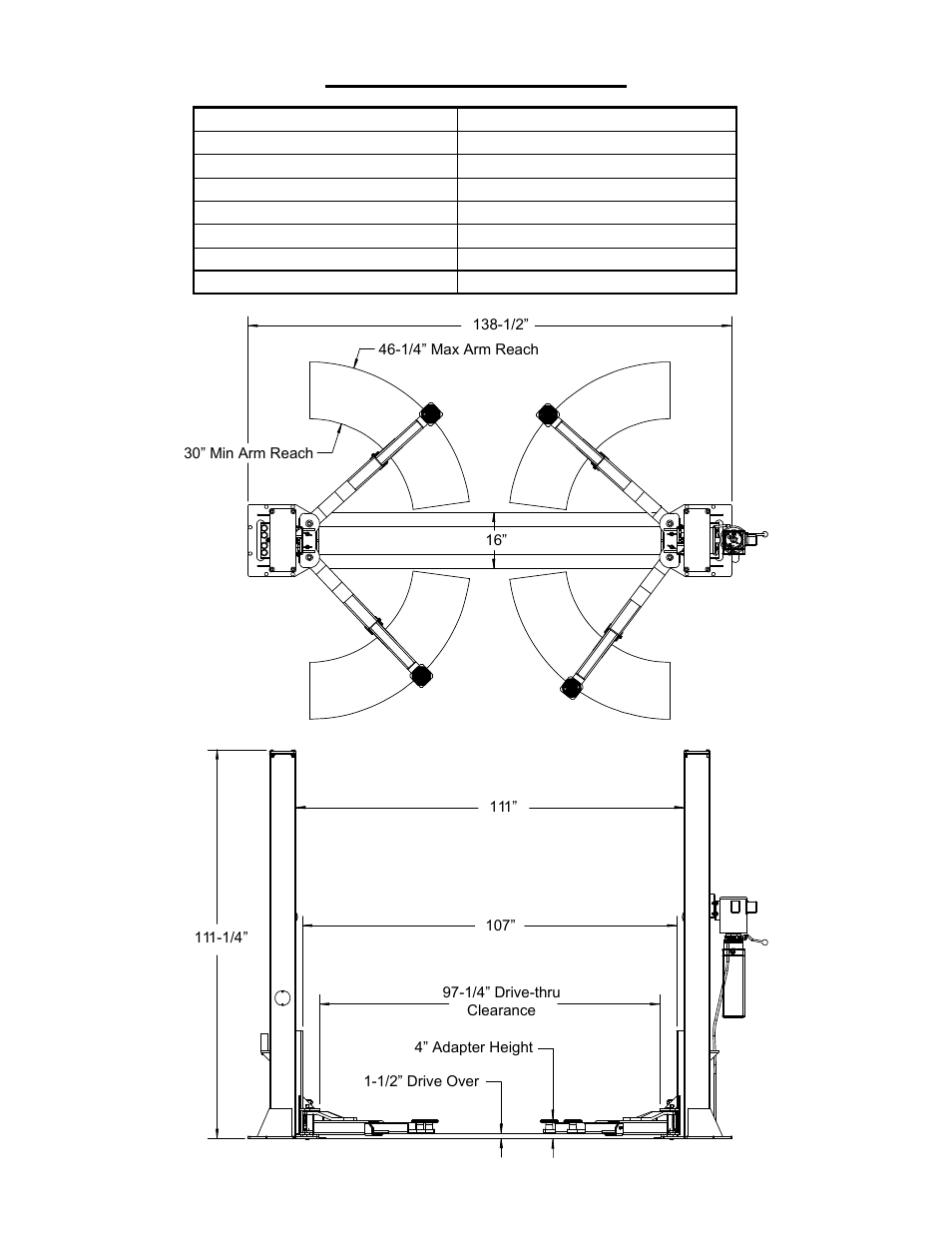 Lift specifications | Direct Lift Pro9F User Manual | Page 4 / 32