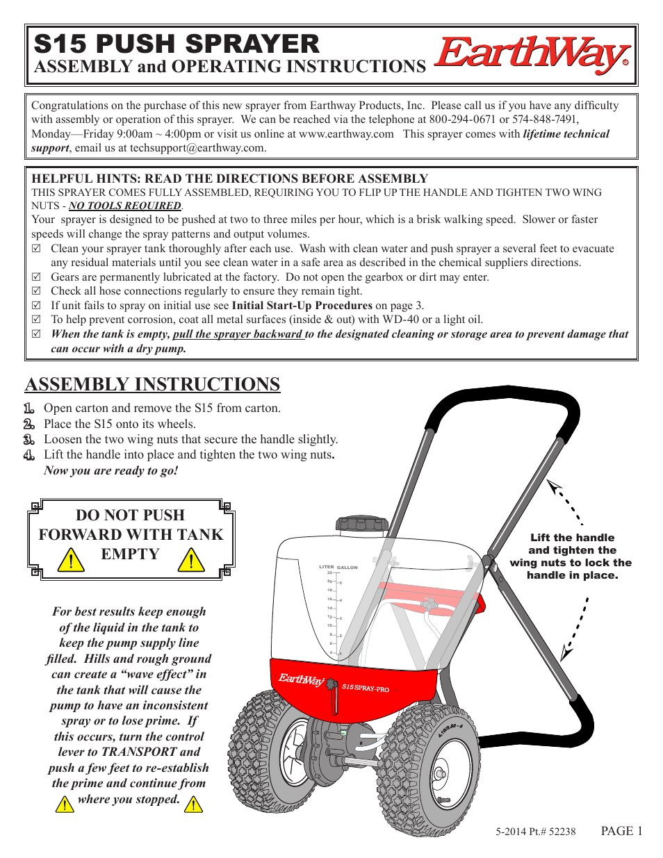 Earthway S15 PUSH SPRAYER User Manual | 5 pages