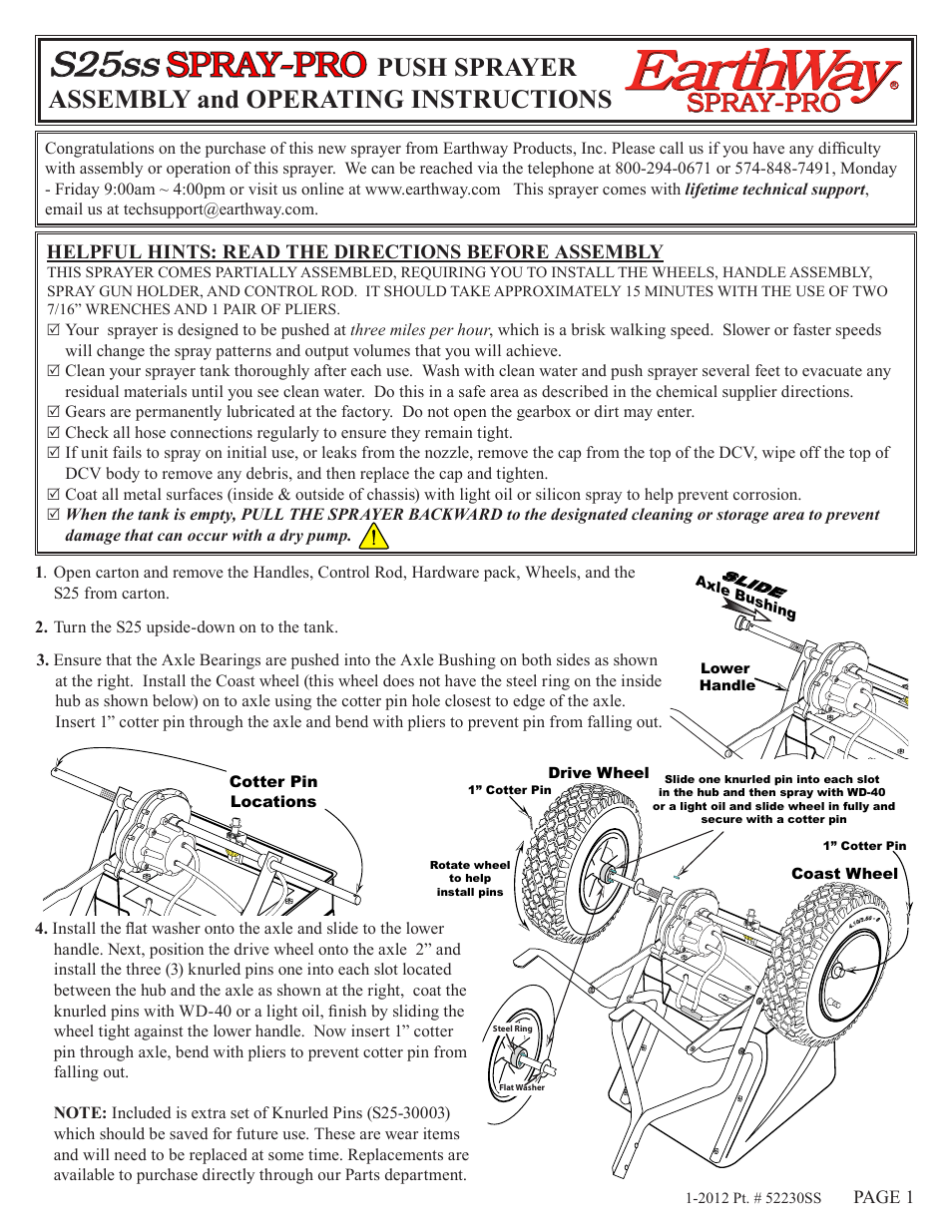 Earthway S25ss SPRAY-PRO PUSH SPRAYER User Manual | 6 pages