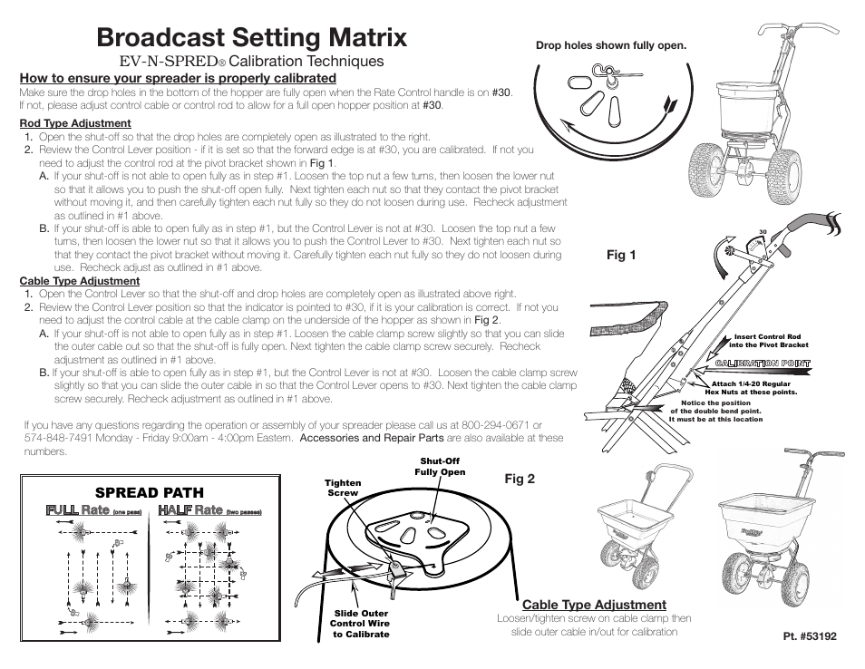 Earthway Broadcast Setting Matrix User Manual | 2 pages