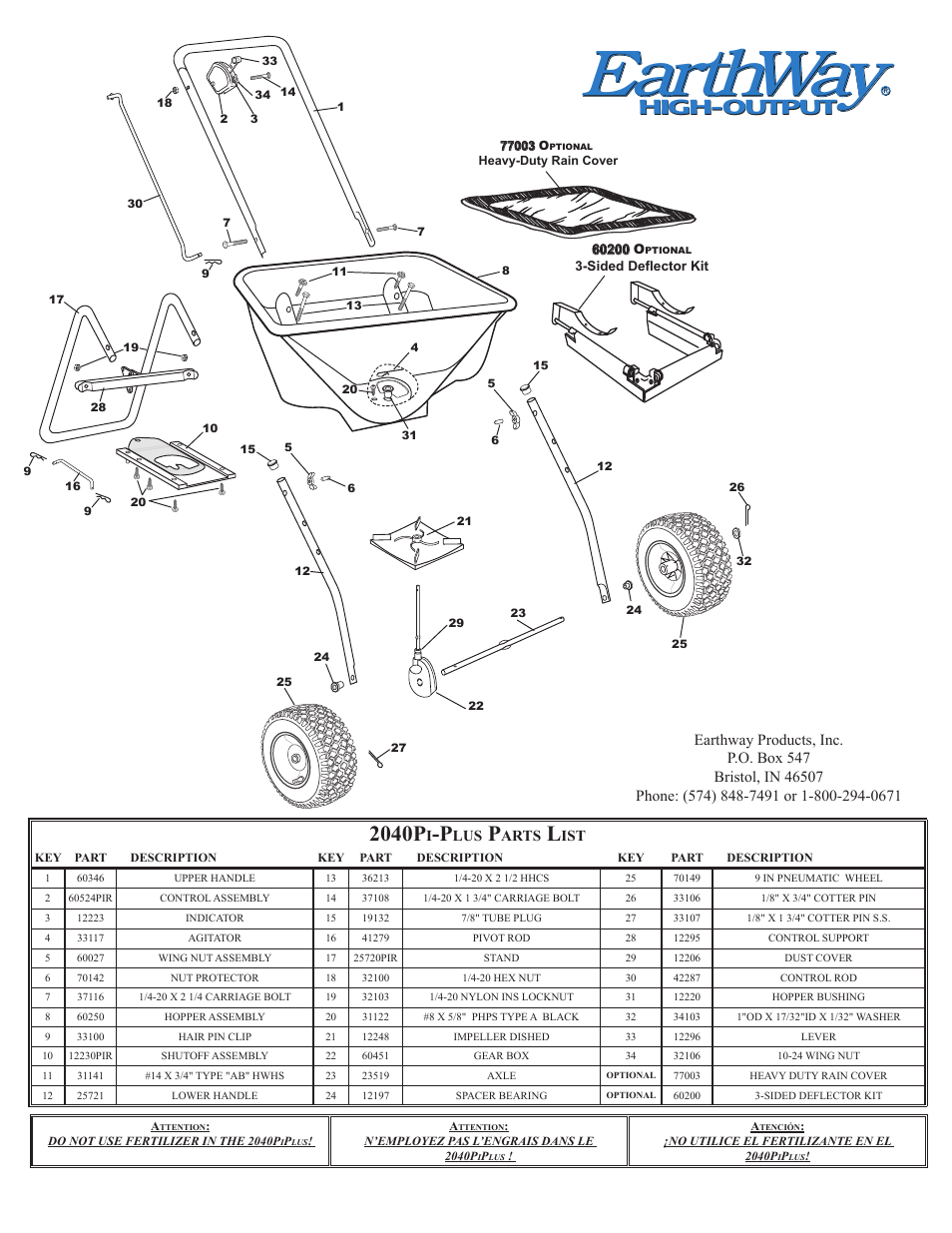Earthway, 2040p, Arts | Earthway 2040PiPlus Semi-PRO HIGH-OUTPUT Broadcast Spreader User Manual | Page 2 / 2