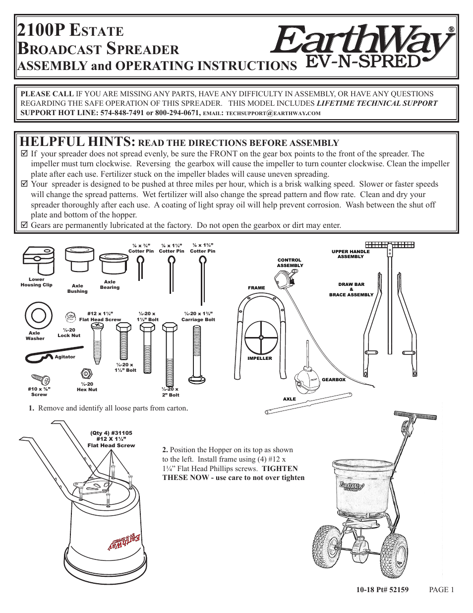 Earthway 2100P Estate Broadcast Spreader User Manual | 6 pages