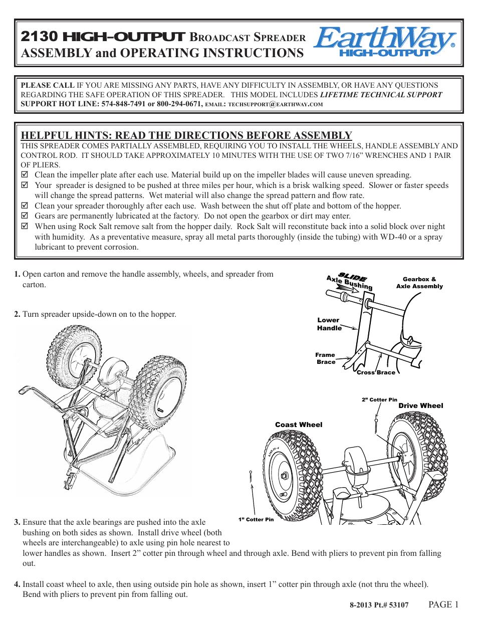 Earthway 2130 Commerical HIGH-OUTPUT Broadcast Spreader User Manual | 4 pages