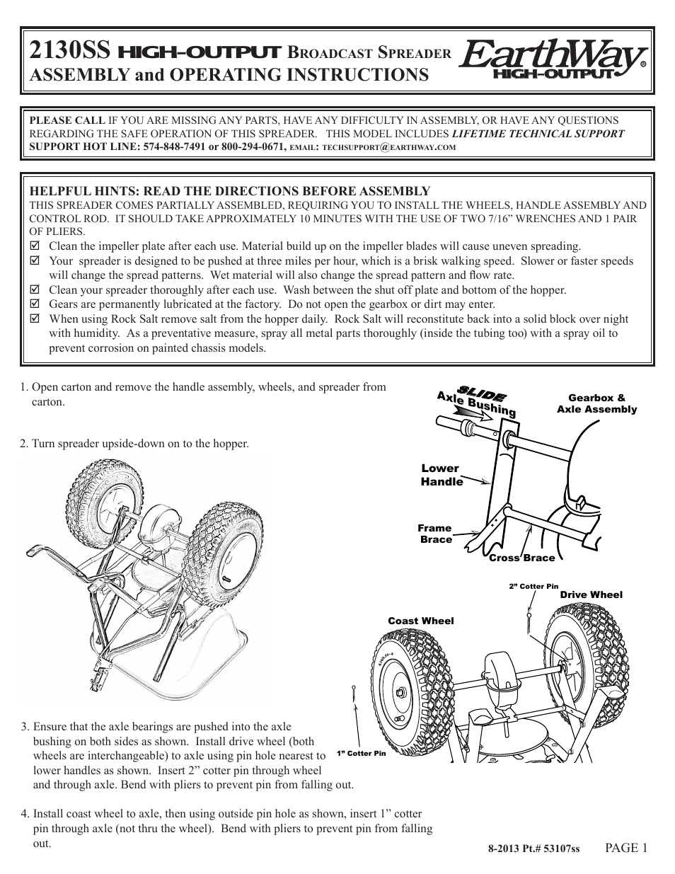 Earthway 2130SS Commerical HIGH-OUTPUT Broadcast Spreader User Manual | 4 pages