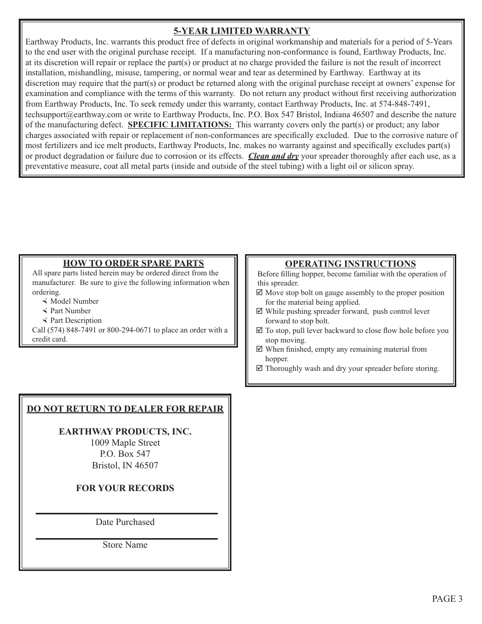 Earthway 2130SS Commerical HIGH-OUTPUT Broadcast Spreader User Manual | Page 3 / 4