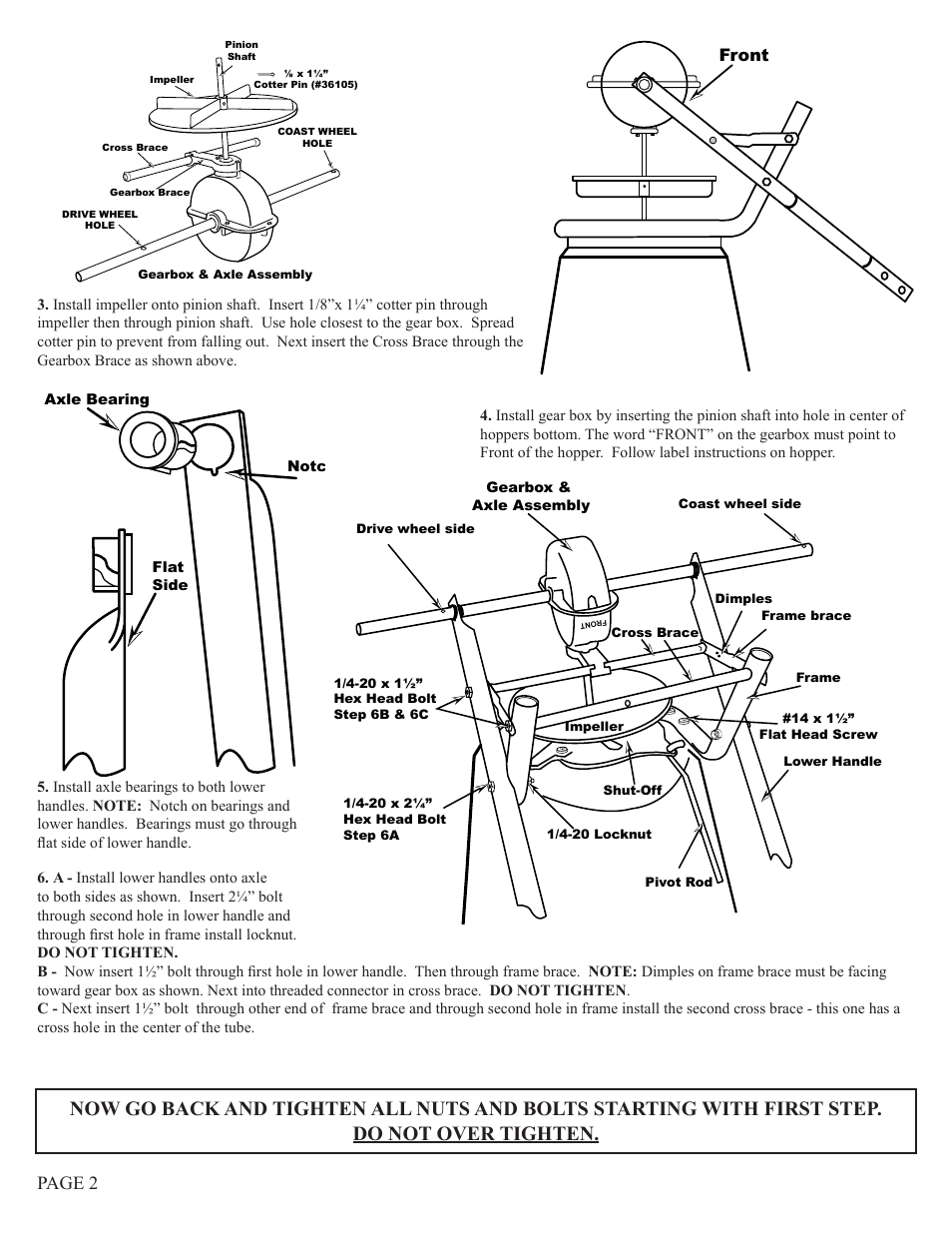 Page 2, Front | Earthway 2150T Commercial Tow Broadcast Spreader User Manual | Page 2 / 6