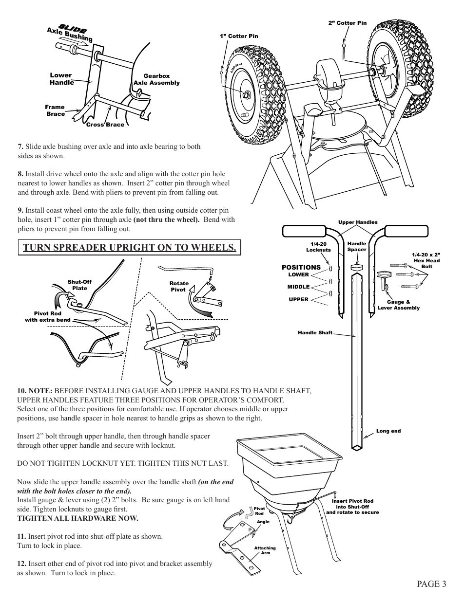 Turn spreader upright on to wheels, Page 3 | Earthway 2170 Commercial Broadcast Spreader User Manual | Page 3 / 6