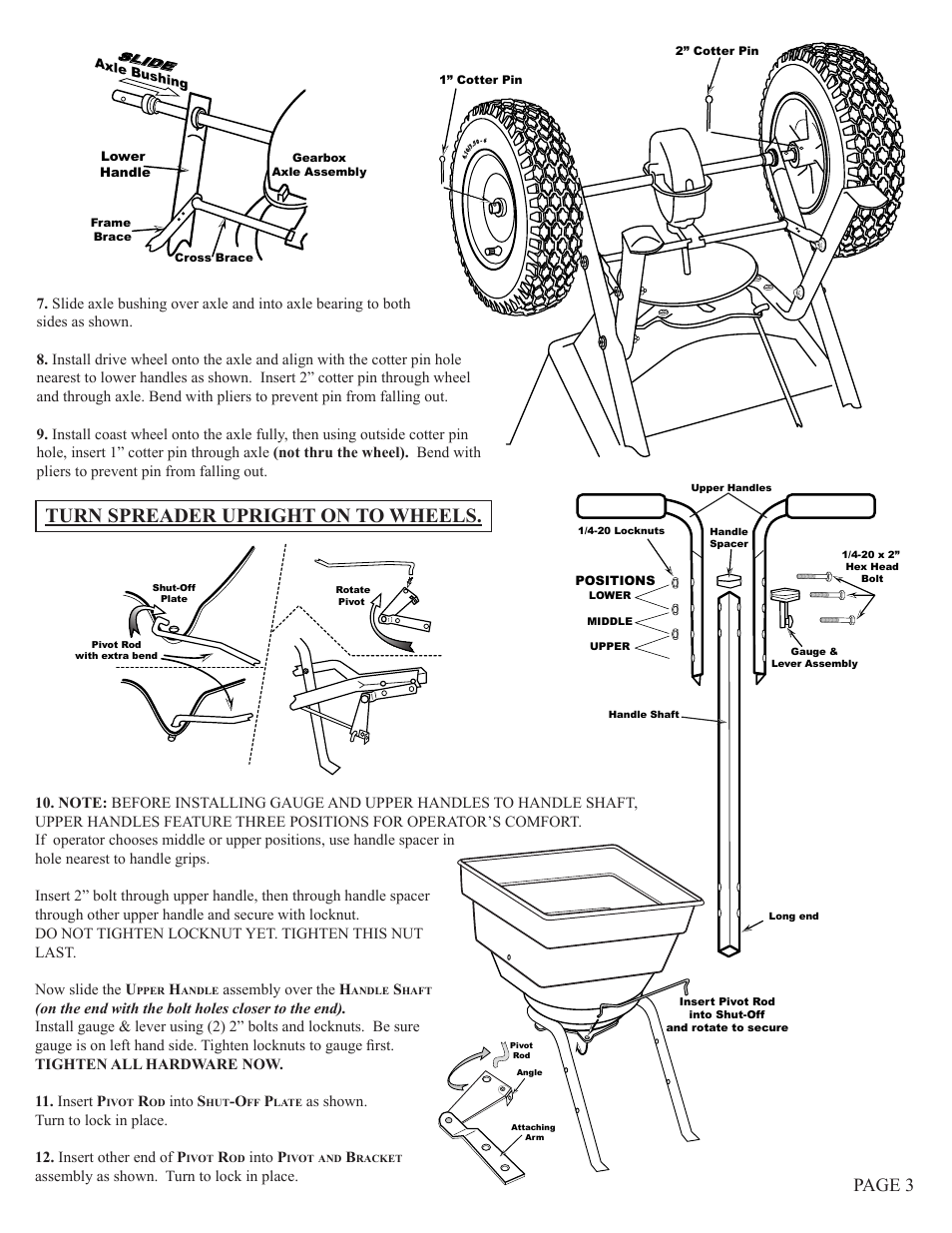 Turn spreader upright on to wheels, Page 3 | Earthway 2170PRO Commercial/Professional Broadcast Spreader User Manual | Page 3 / 6