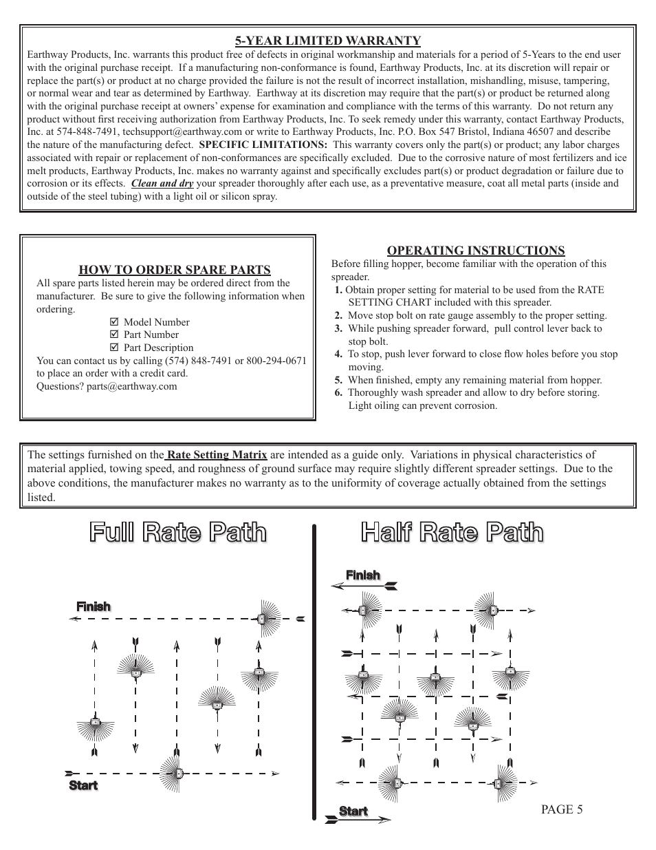 Full rate path half rate path | Earthway 2170T Commercial Tow Broadcast Spreader User Manual | Page 5 / 6