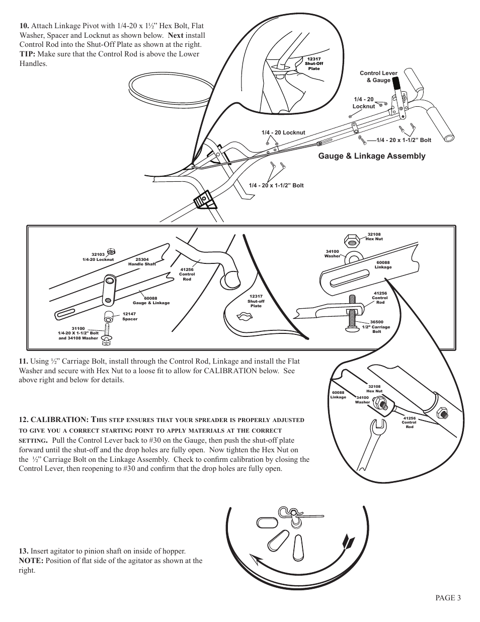 Gauge & linkage assembly | Earthway 2600APlus Medium-Duty Estate Broadcast Spreader User Manual | Page 3 / 5